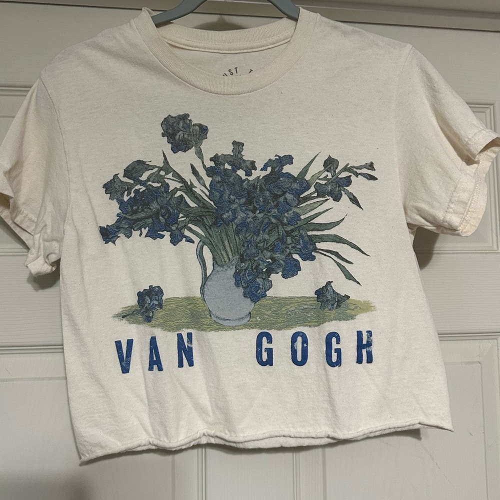 Van Gogh Floral Graphic T-Shirt - Cream and Blue